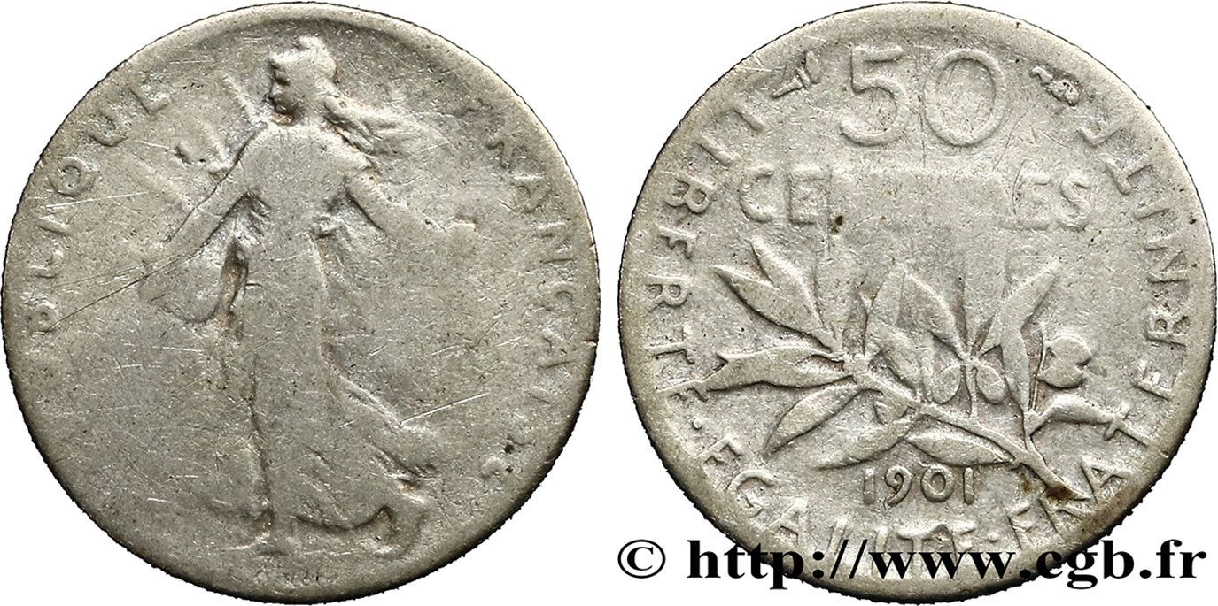 50 centimes Semeuse 1901 F.190/8 B10