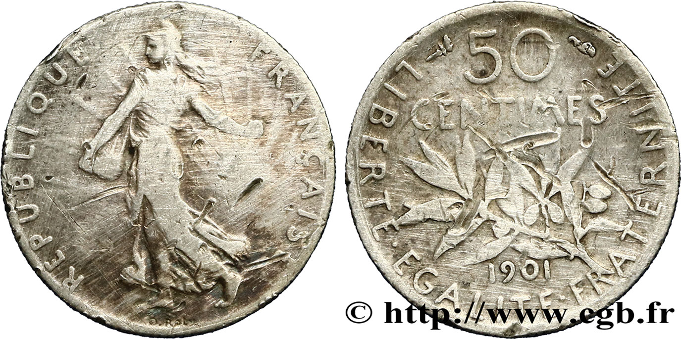 50 centimes Semeuse 1901  F.190/8 MB20 