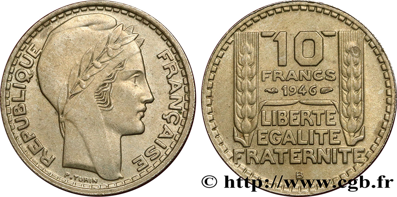 10 francs Turin, grosse tête, rameaux longs 1946 Beaumont-Le-Roger F.361/4 BB40 