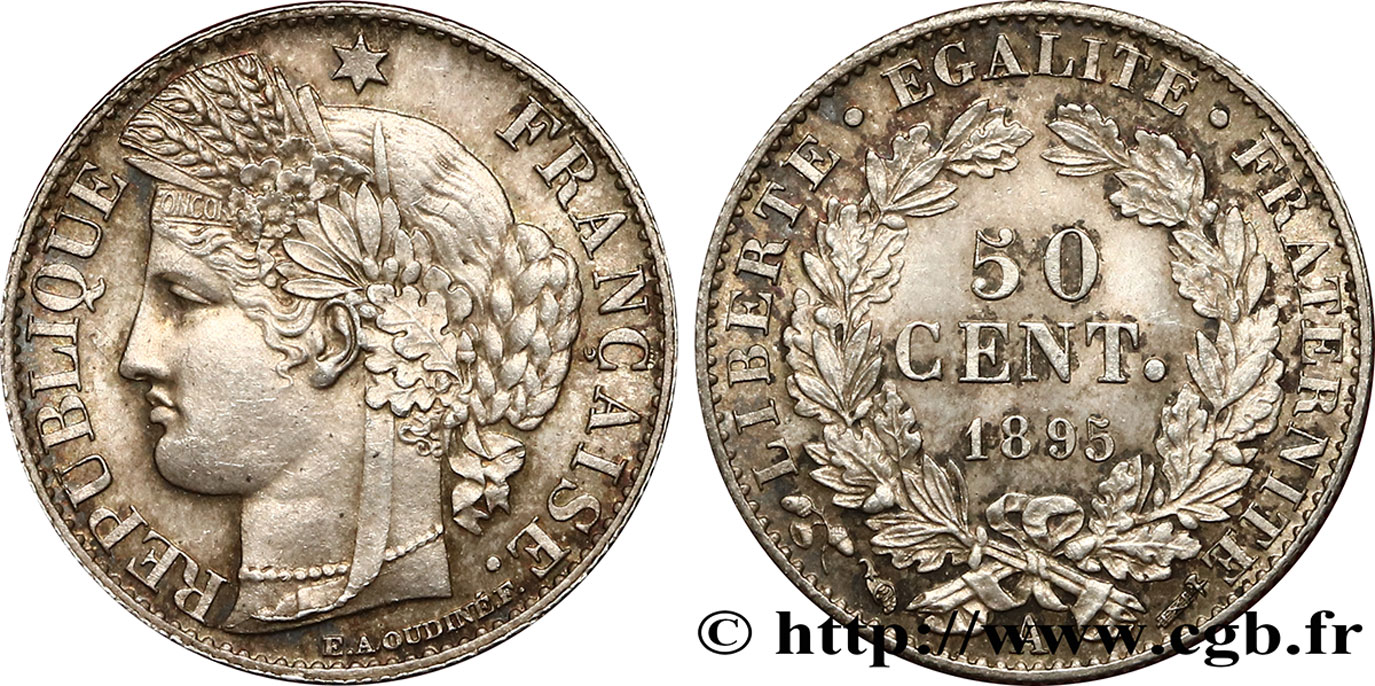 50 centimes Cérès, IIIe République 1895 Paris F.189/16 SPL63 
