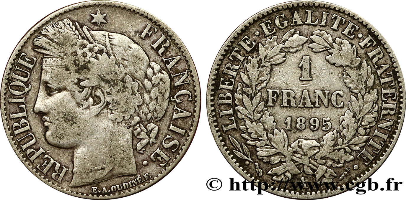 1 franc Cérès, Troisième République 1895 Paris F.216/13 TB25