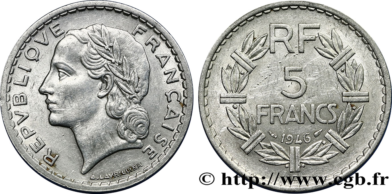5 francs Lavrillier, aluminium 1946 Castelsarrasin F.339/8 BC30 