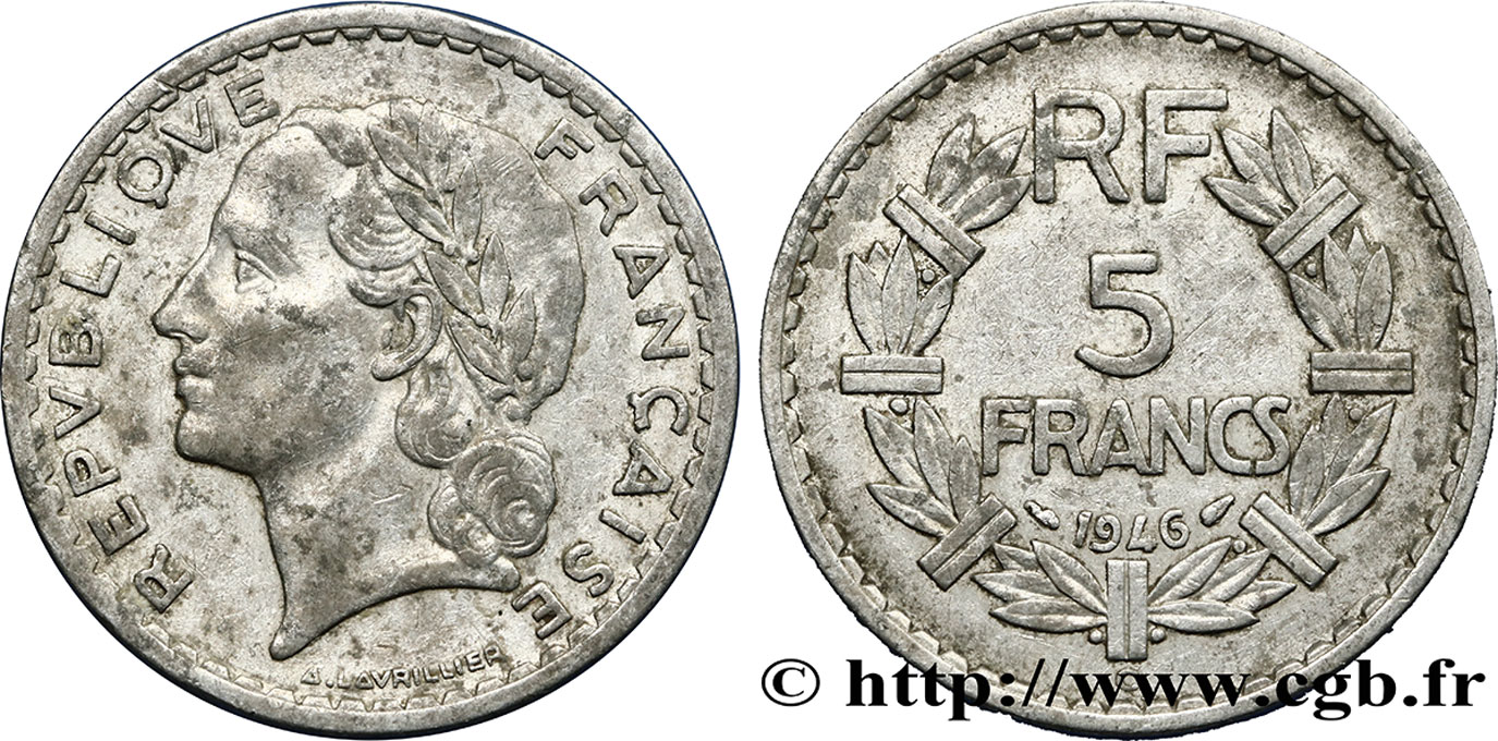 5 francs Lavrillier, aluminium 1946 Castelsarrasin F.339/8 BC30 