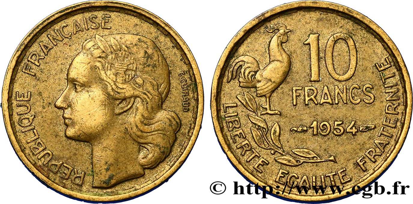 10 francs Guiraud 1954  F.363/10 VF30 