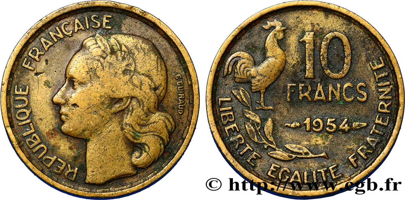 10 francs Guiraud 1954  F.363/10 TB30 