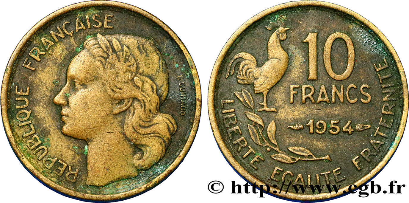 10 francs Guiraud 1954  F.363/10 TB30 