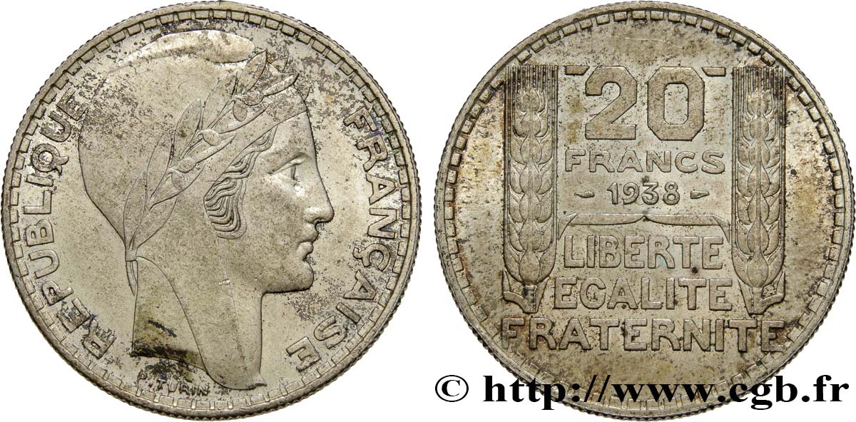 20 francs Turin 1938  F.400/9 AU50 