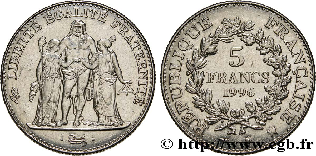 5 francs Hercule de Dupré 1996  F.346/2 SUP55 