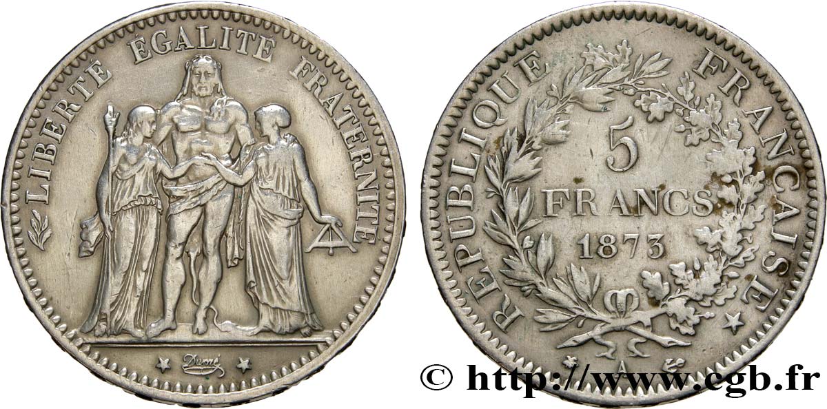 5 francs Hercule 1873 Paris F.334/9 VF35 