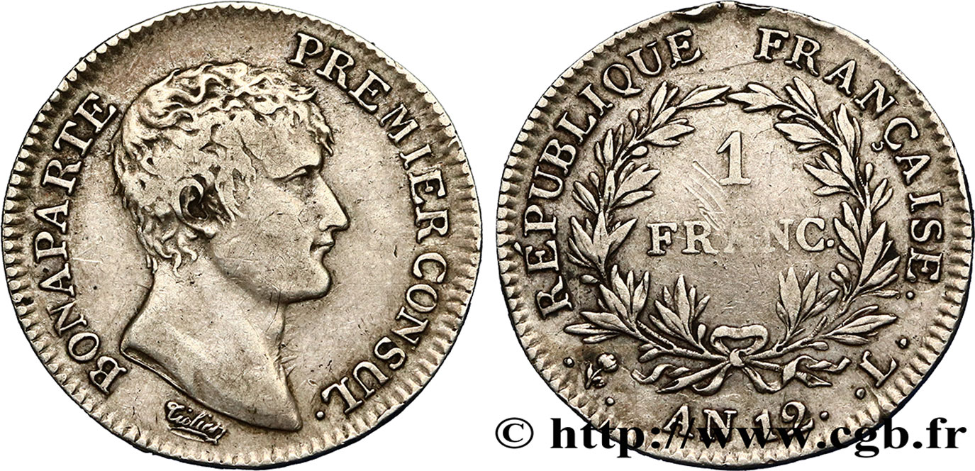 1 franc Bonaparte Premier Consul 1804 Bayonne F.200/15 TTB42 