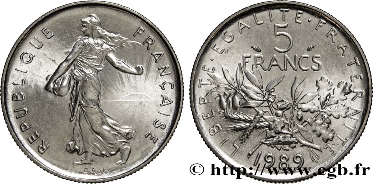 5 francs Semeuse, nickel 1989 Pessac F.341/21 FDC65 