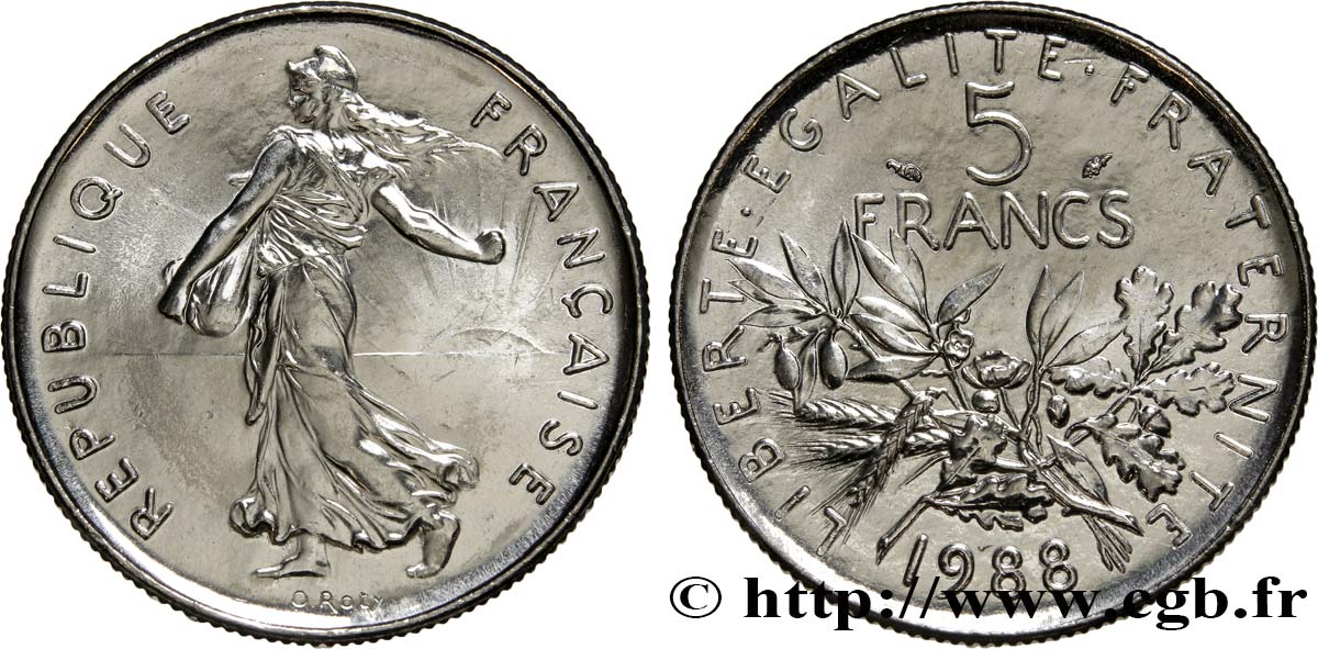 5 francs Semeuse, nickel 1988 Pessac F.341/20 MS65