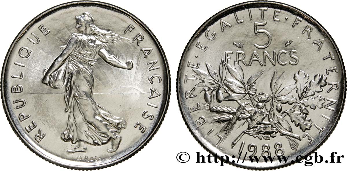 5 francs Semeuse, nickel 1988 Pessac F.341/20 MS65