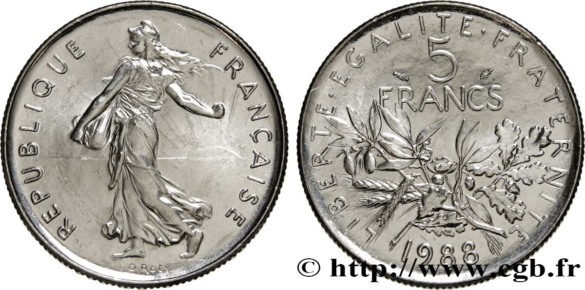 5 francs Semeuse, nickel 1988 Pessac F.341/20 MS65 