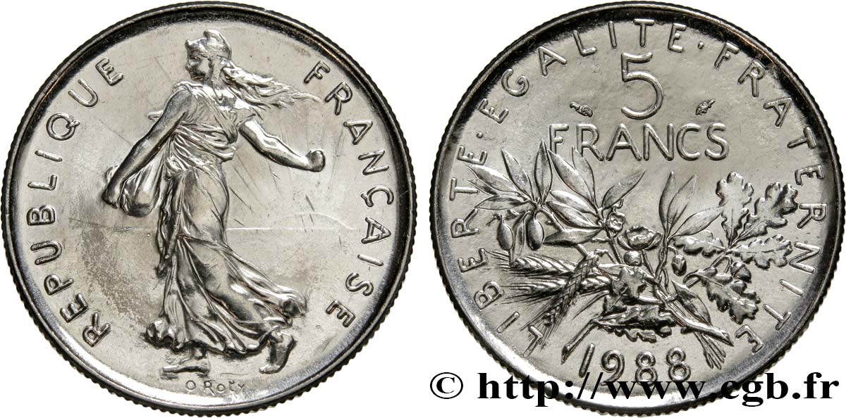 5 francs Semeuse, nickel 1988 Pessac F.341/20 MS65 