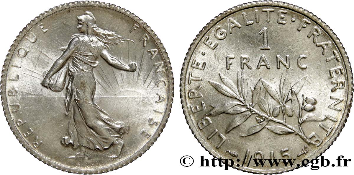 1 franc Semeuse 1915 Paris F.217/21 MS65 