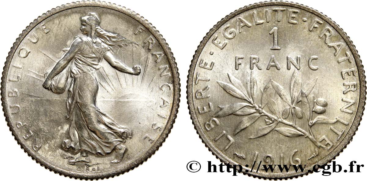 1 franc Semeuse 1916 Paris F.217/22 MS65 