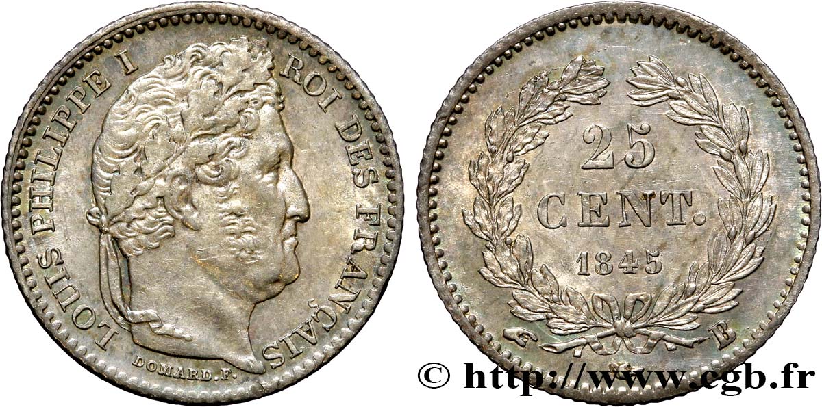 25 centimes Louis-Philippe 1845 Rouen F.167/1 fST63 