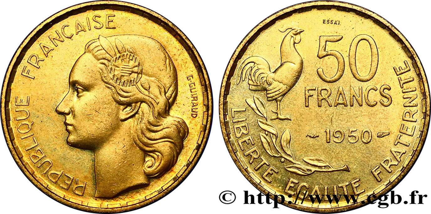 Essai de 50 francs Guiraud 1950 Paris F.425/1 MS60 
