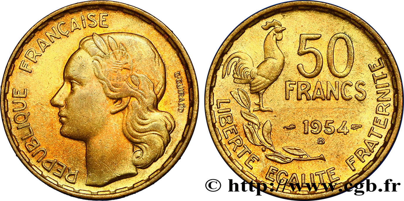 50 francs Guiraud 1954 Beaumont-le-Roger F.425/13 TTB54 