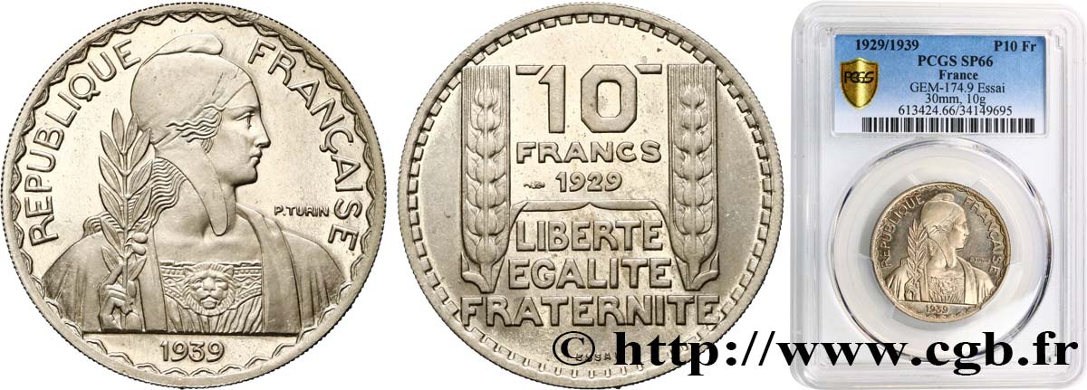 Préparation de la 20 francs Pétain, grand module, 30 mm, 10 g - Essai en cupro-nickel n.d. Paris GEM.174 9 MS66 PCGS