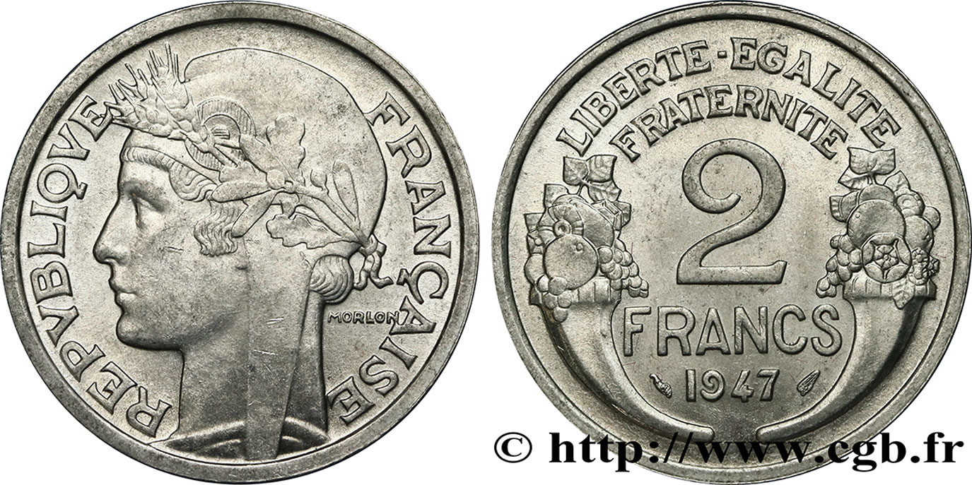 2 francs Morlon, aluminium 1947  F.269/10 SC63 