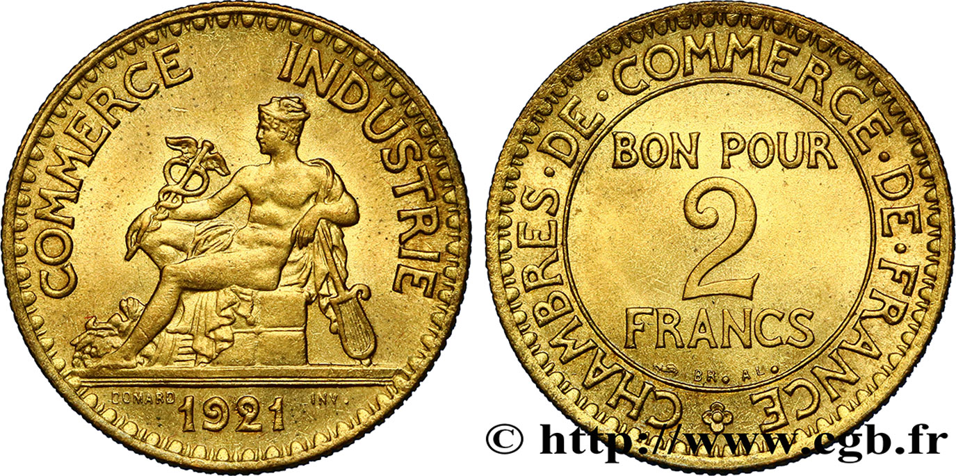 2 francs Chambres de Commerce 1921  F.267/3 SUP62 