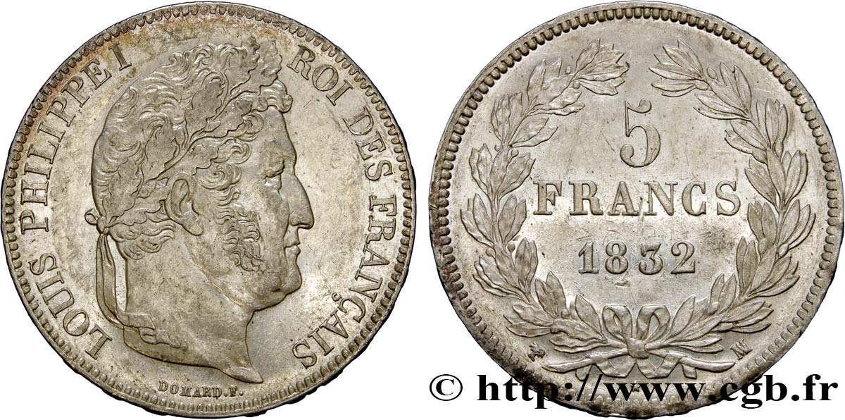 5 francs IIe type Domard 1832 Marseille F.324/10 EBC58 
