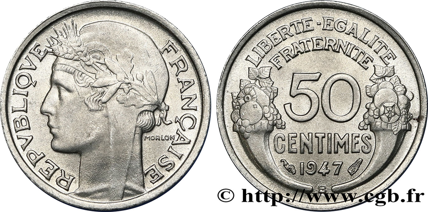 50 centimes Morlon, légère 1947 Beaumont-Le-Roger F.194/11 SUP62
