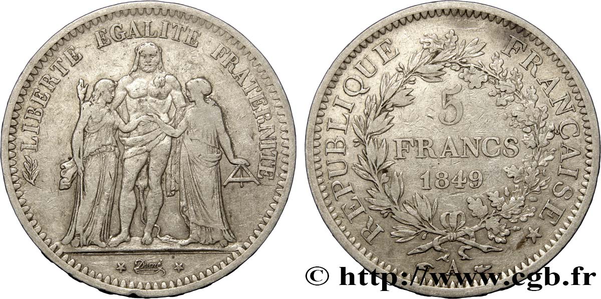 5 francs Hercule, IIe République 1849 Paris F.326/5 S30 
