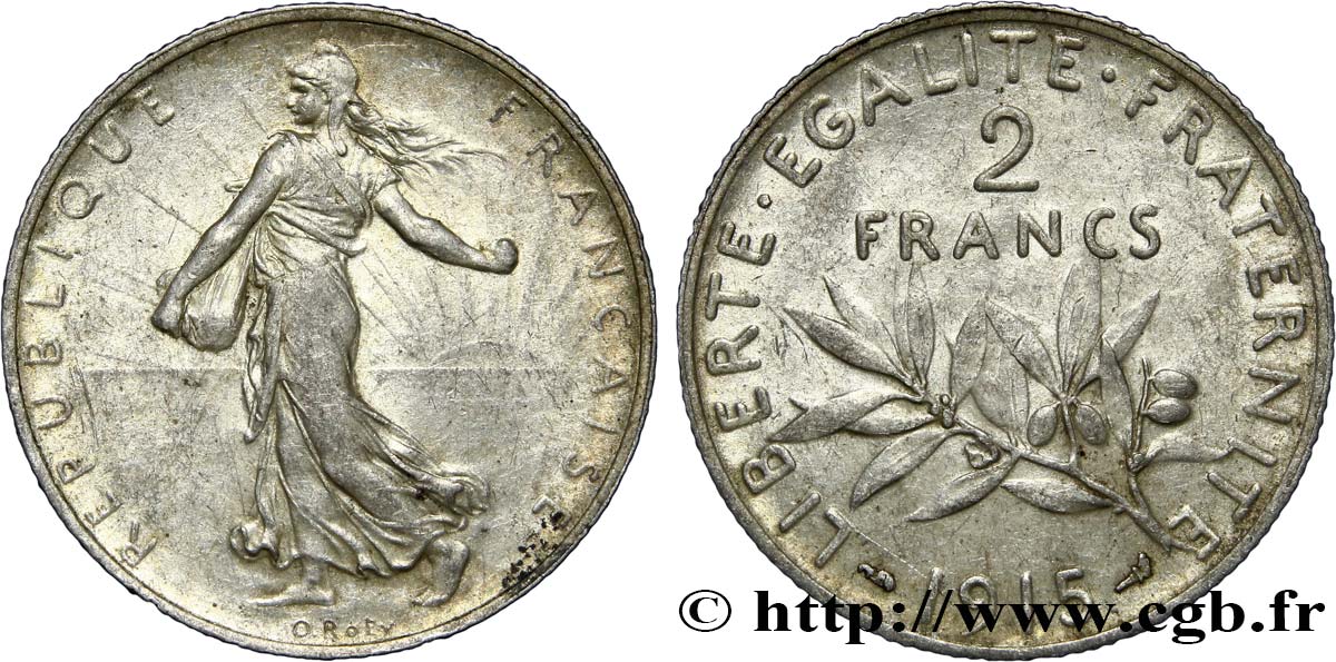 2 francs Semeuse 1915  F.266/17 AU50 