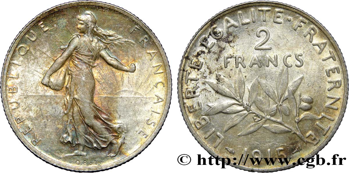2 francs Semeuse 1915  F.266/17 AU55 