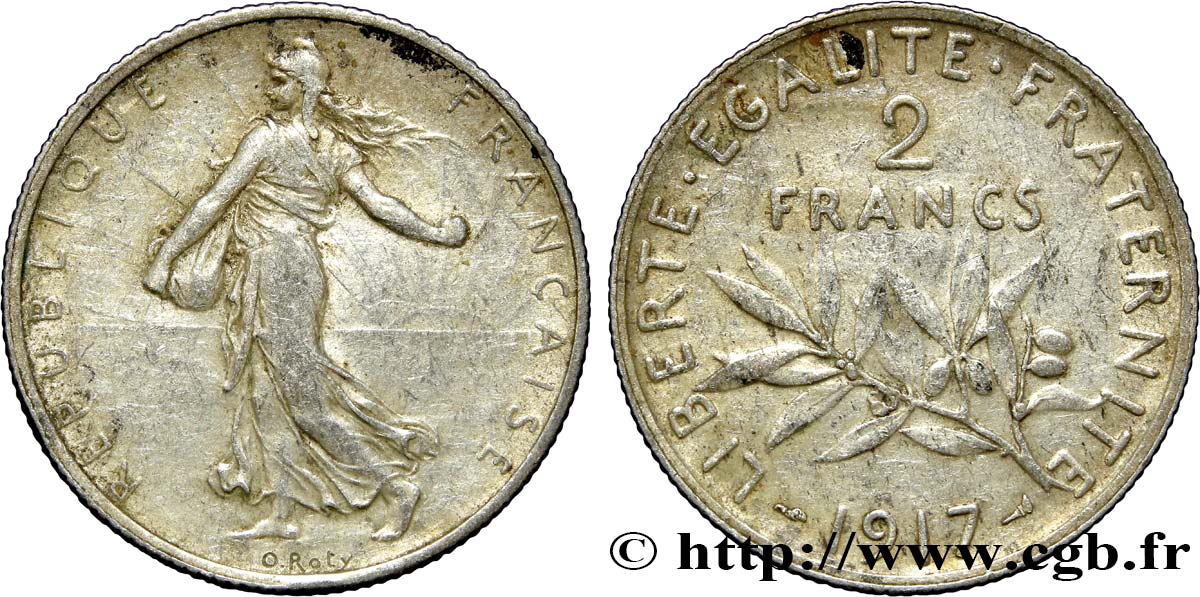 2 francs Semeuse 1917  F.266/19 MBC45 