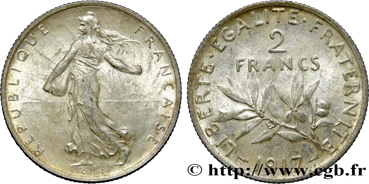 2 francs Semeuse 1917  F.266/19 SS50 