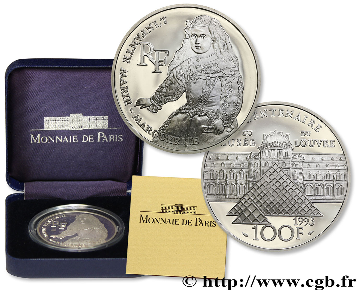 Belle Epreuve Argent 100 francs - Infante Marie-Marguerite 1993  F.1626 2 ST 