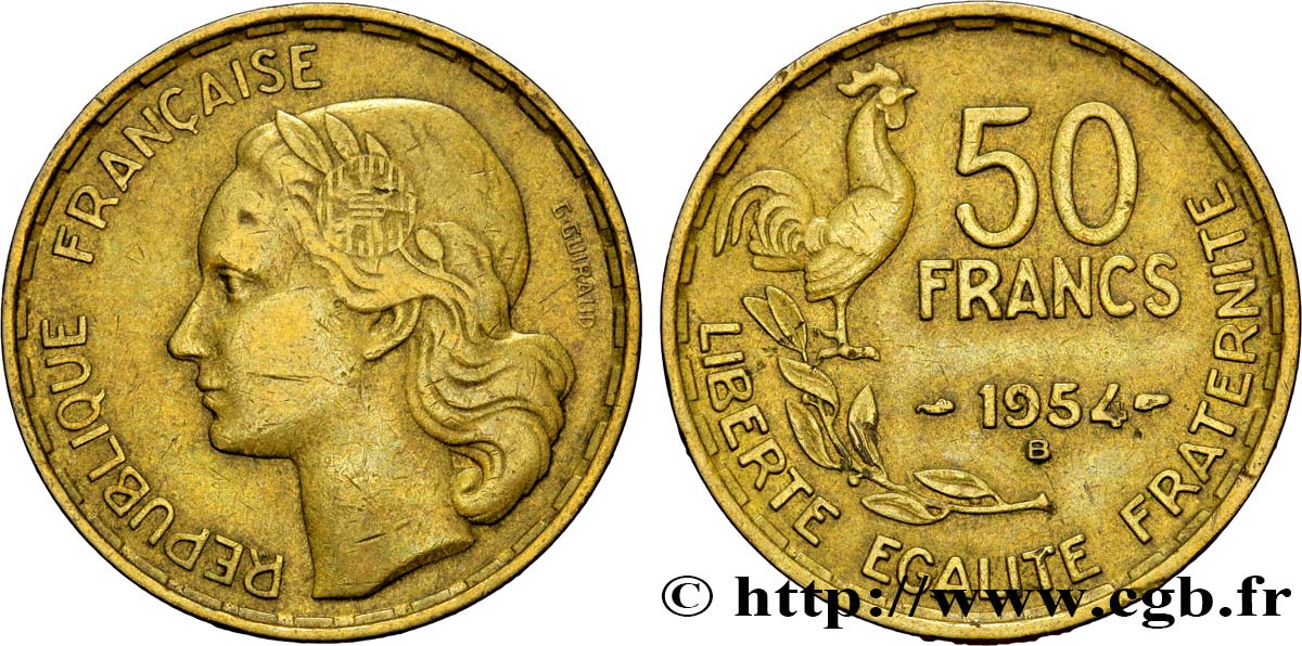 50 francs Guiraud 1954 Beaumont-Le-Roger F.425/13 TTB40 