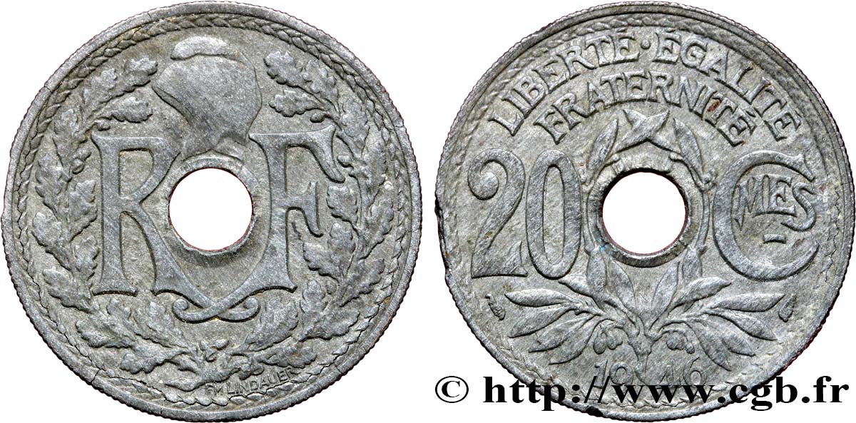 20 centimes Lindauer Zinc 1946  F.155/5 BB45 