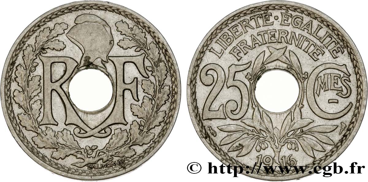 25 centimes Lindauer, Cmes souligné 1916 Paris F.170/4 TTB45 