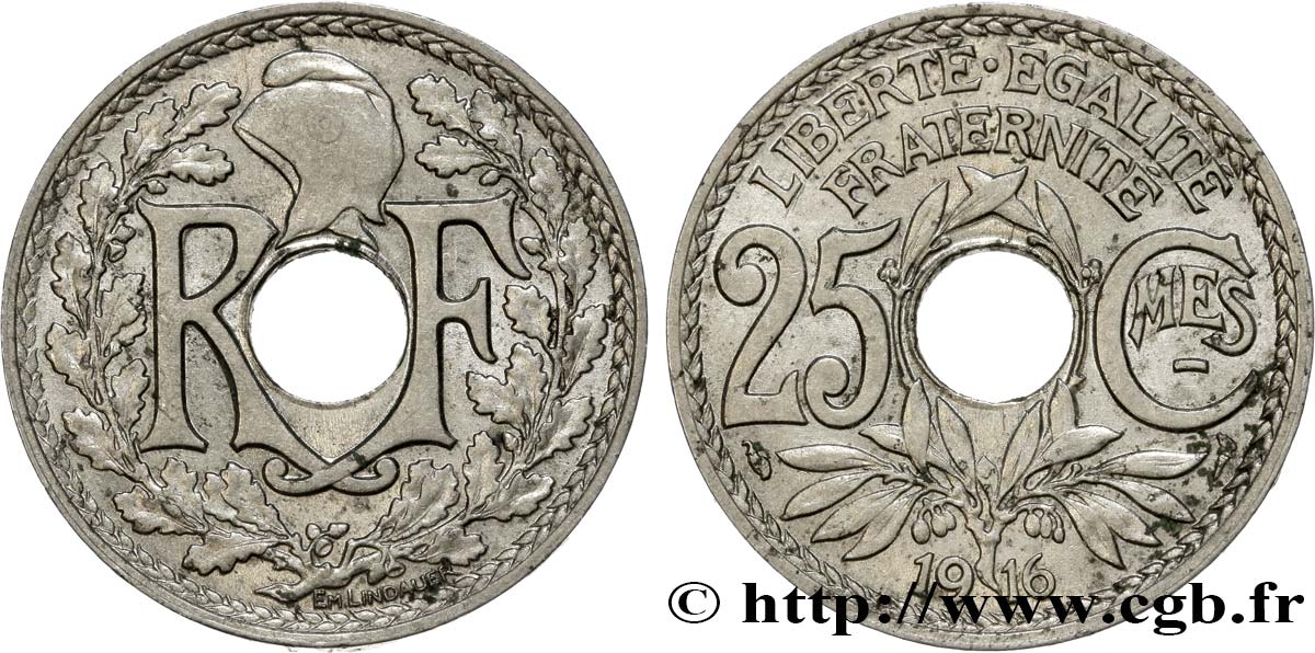 25 centimes Lindauer, Cmes souligné 1916 Paris F.170/4 TTB50
