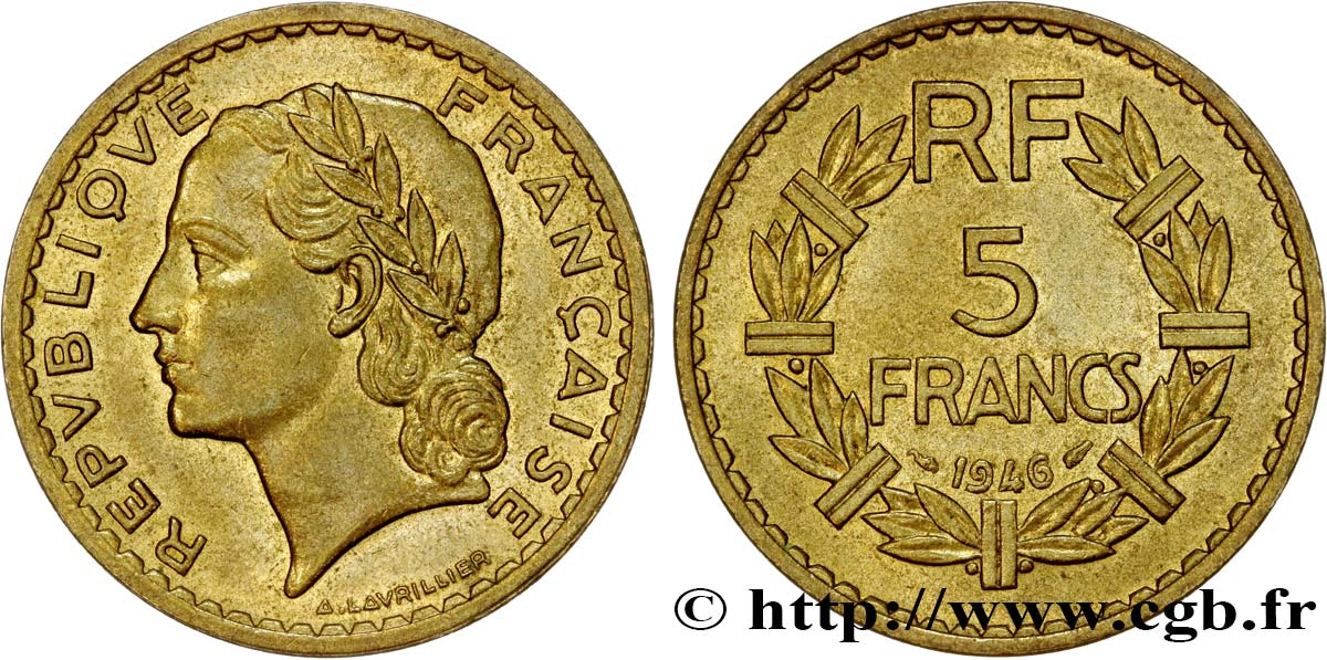 5 francs Lavrillier, bronze-aluminium 1946  F.337/7 AU50 