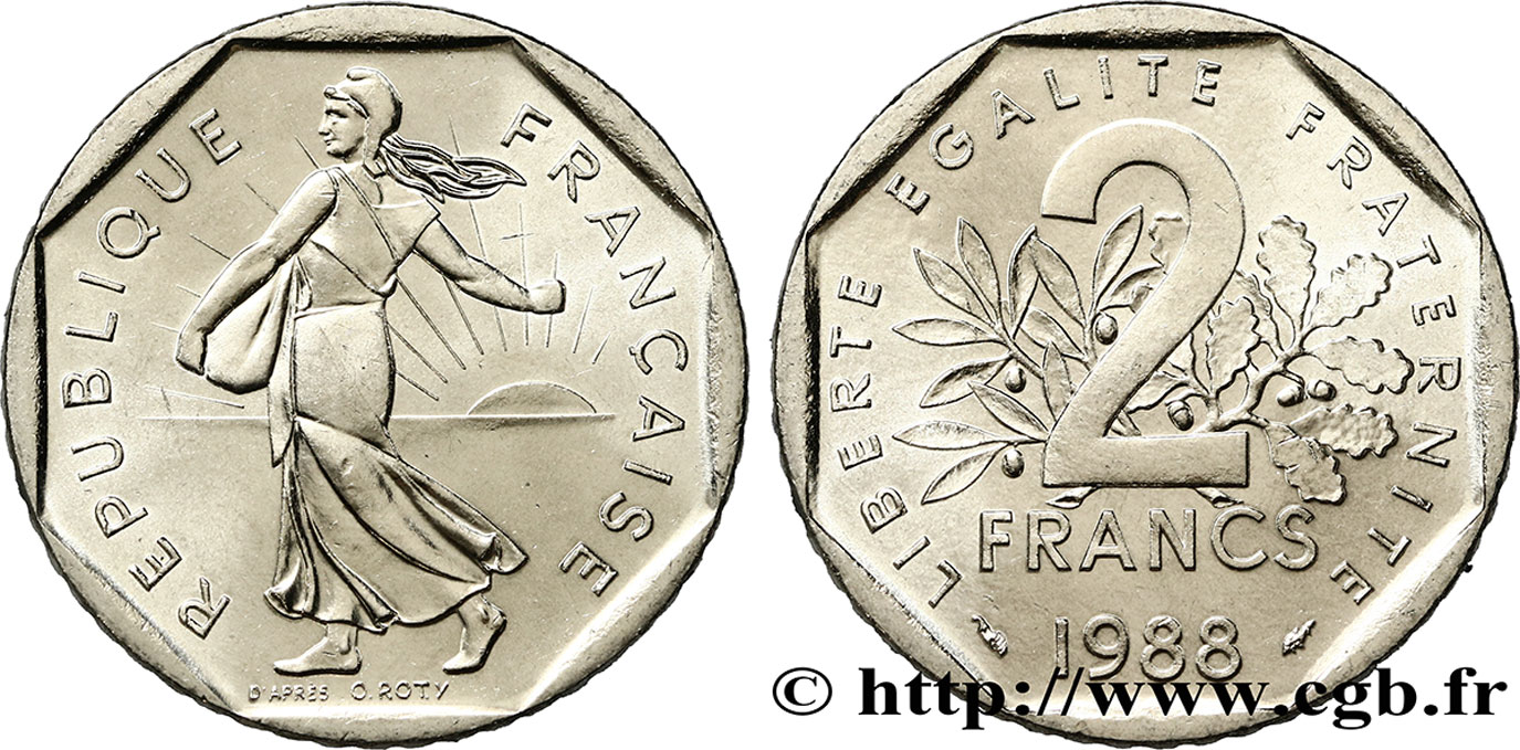 2 francs Semeuse, nickel 1988 Pessac F.272/12 SPL63 