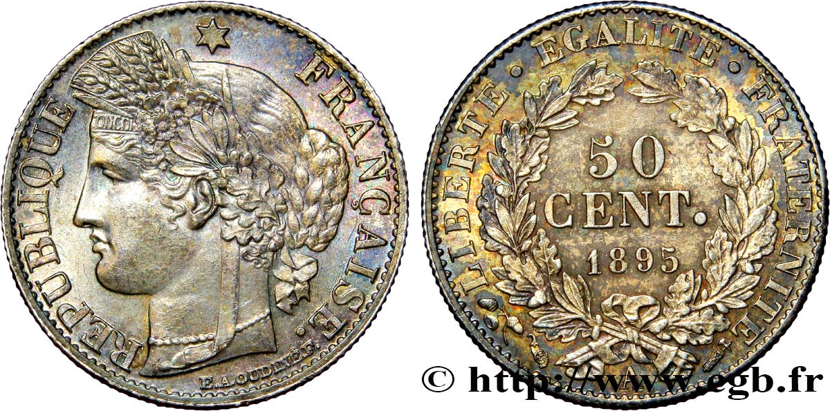 50 centimes Cérès, IIIe République 1895 Paris F.189/16 SPL62 