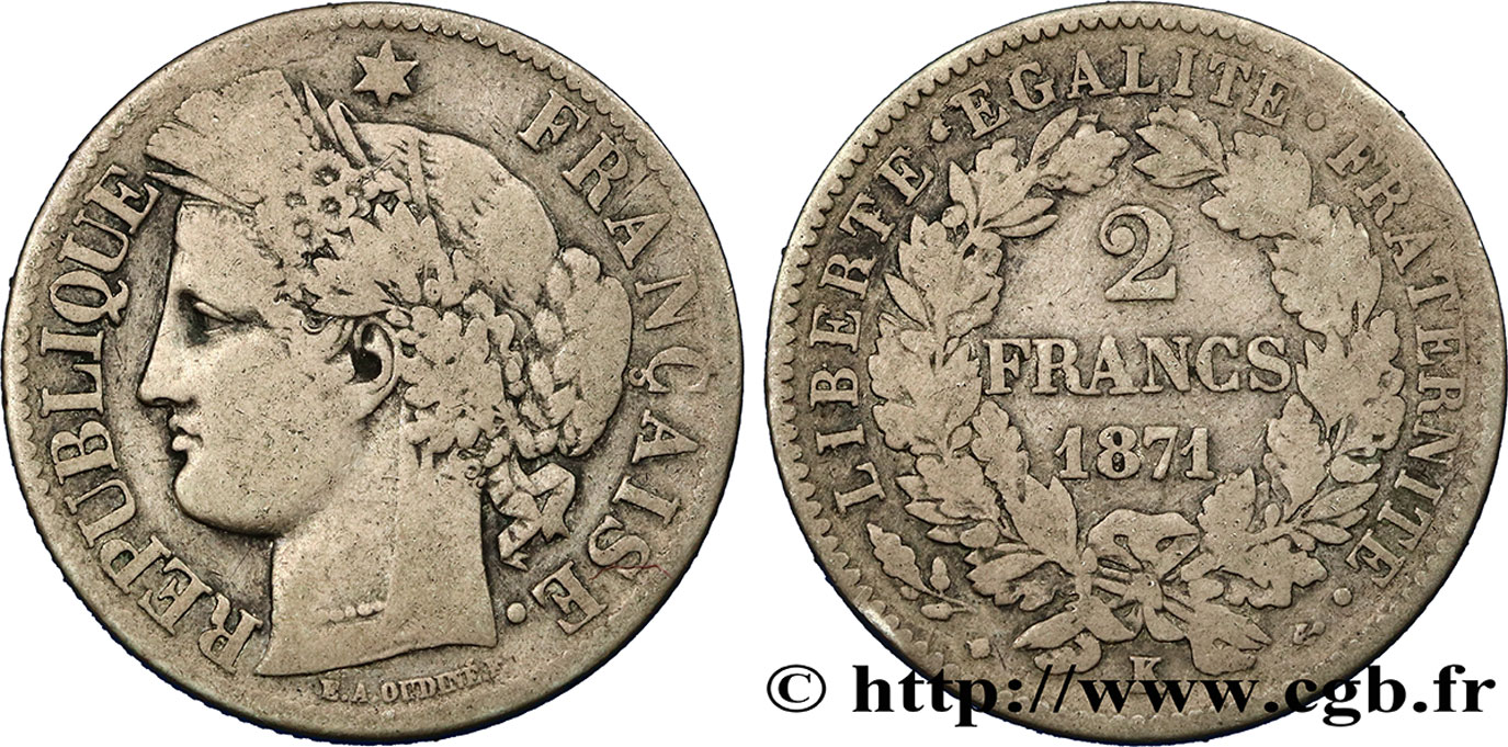 2 francs Cérès, avec légende 1871 Bordeaux F.265/6 BC15 