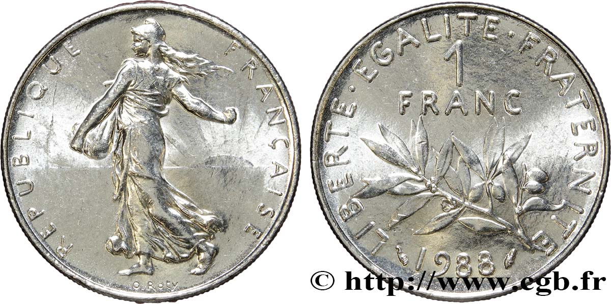 1 franc Semeuse, nickel 1988 Pessac F.226/33 MS62