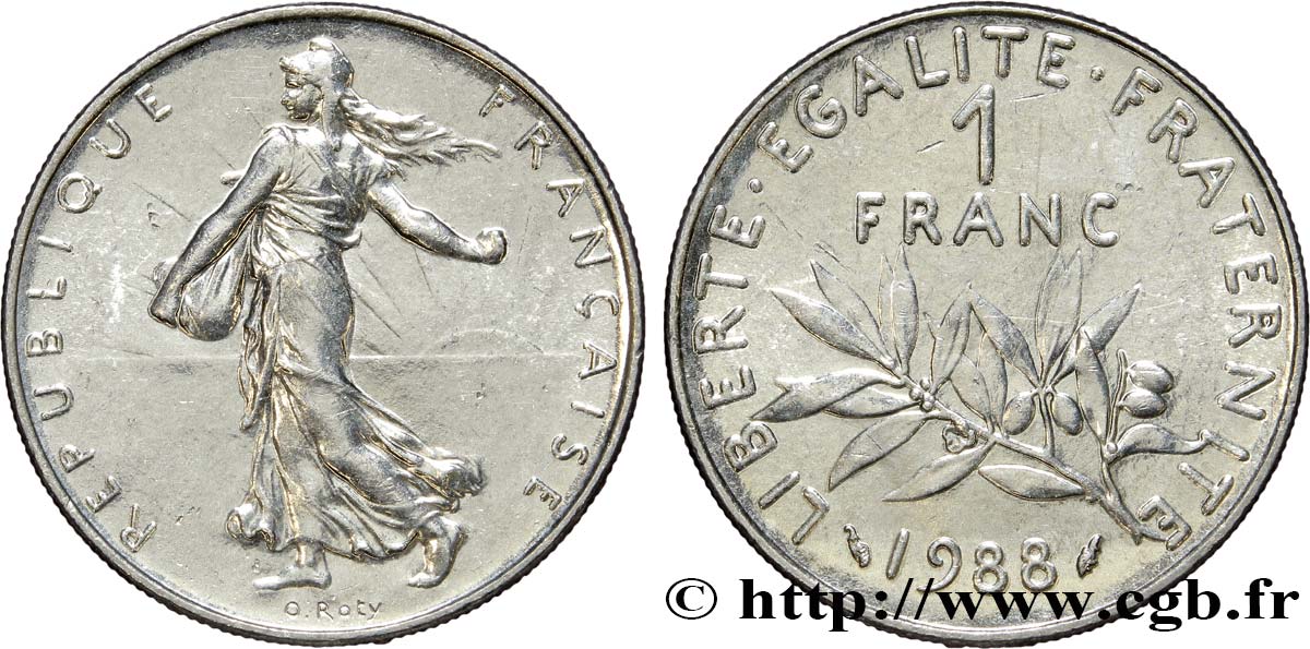 1 franc Semeuse, nickel 1988 Pessac F.226/33 MS62 