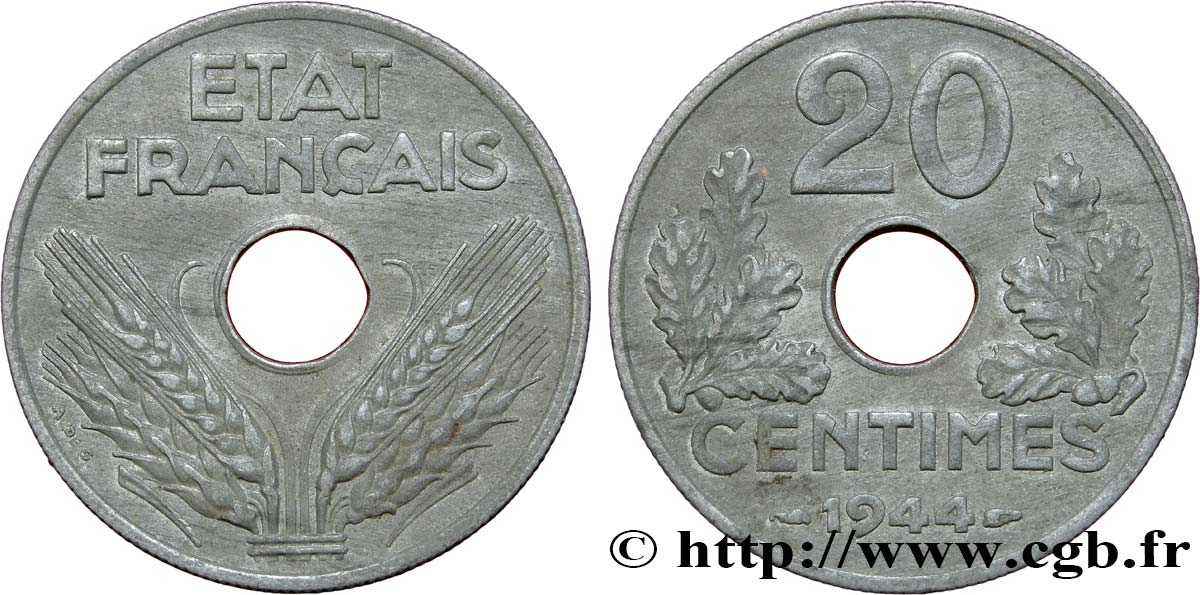 20 centimes État français 1944  F.153A/2 BB50 