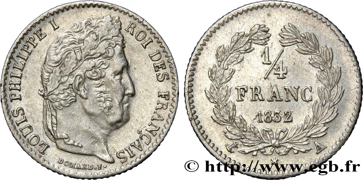 1/4 franc Louis-Philippe 1832 Paris F.166/12 MBC52 