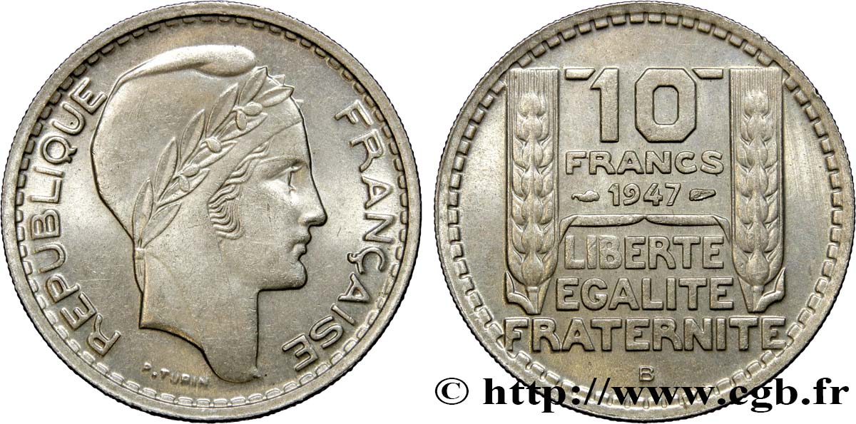 10 francs Turin, petite tête 1947 Beaumont-Le-Roger F.362/2 AU58 