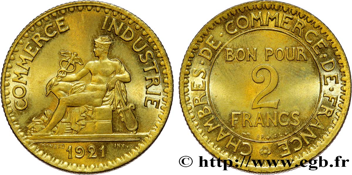 2 francs Chambres de Commerce 1921  F.267/3 SPL63 