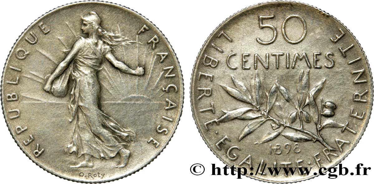 50 centimes Semeuse flan mat 1898  F.190/4 MBC52 